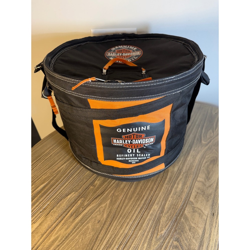 Vintage Harley Davidson Motor Oil Collapsible 5 Gal Cooler Bag Black Insulated